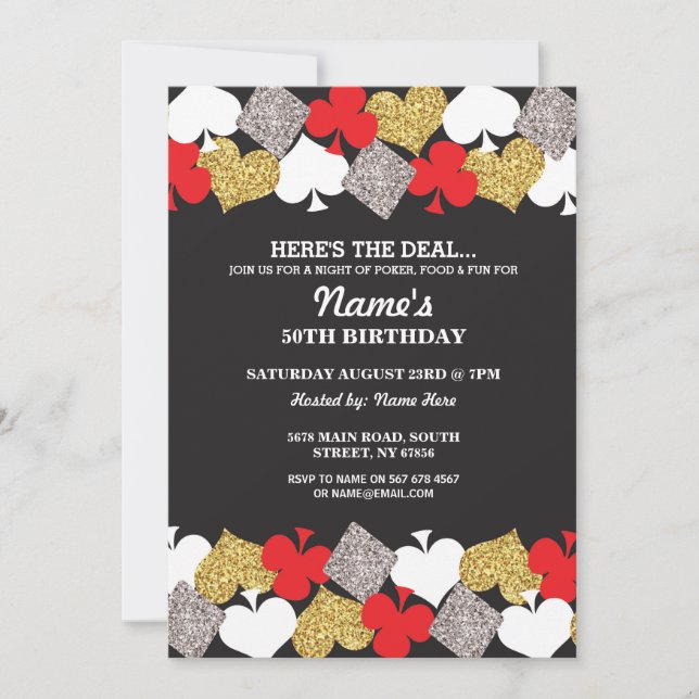 Las Vegas Casino Night Birthday Party Invitation (Front)