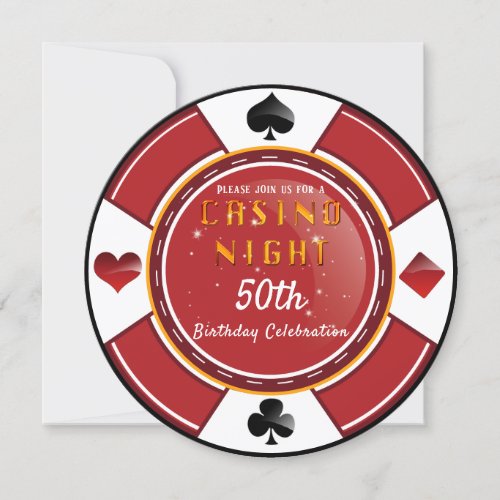 Las Vegas Casino Night Birthday Party Invitation