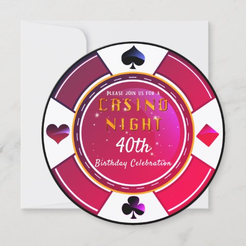 Las Vegas Casino Night Birthday Party Invitation