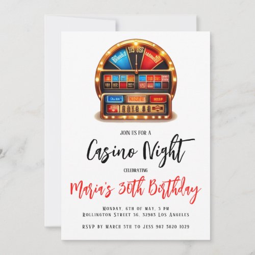 Las Vegas Casino Night Birthday Party Invitation