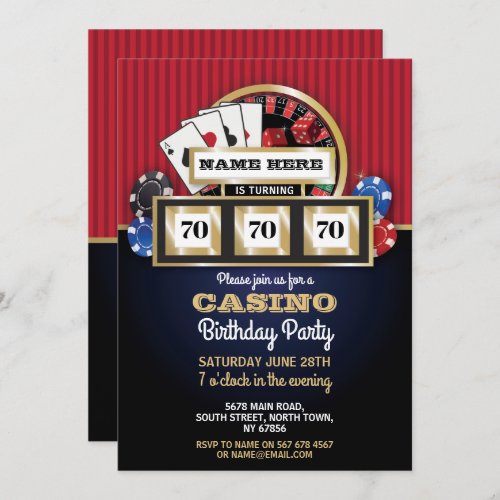 Las Vegas Casino Night Birthday Party Invite