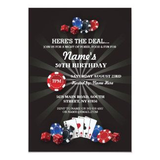 Las Vegas Casino Night Birthday Party Invite