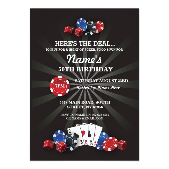 Las Vegas Casino Night Birthday Party Invite Zazzle Com