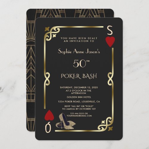 Las Vegas Casino Night Great Gatsby Birthday Invitation