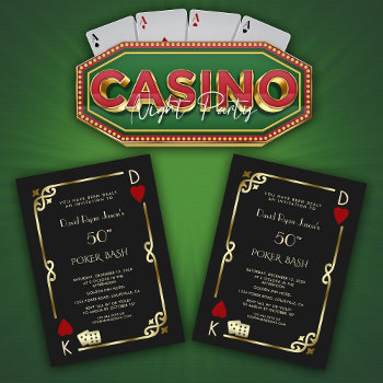 Las Vegas Casino Night Great Gatsby Man Birthday Invitation by GeorgetaBlanaruArt at Zazzle