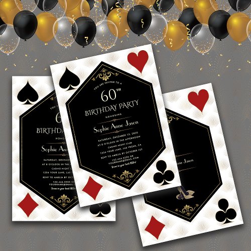Las Vegas Casino Night Poker Woman 60th Birthday  Invitation