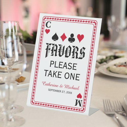 Las Vegas Casino Playing Card Wedding Favors Pedestal Sign