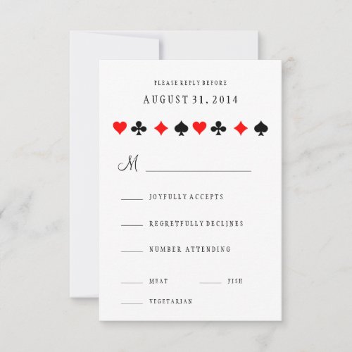 Las Vegas Casino Poker Cards Wedding RSVP Card