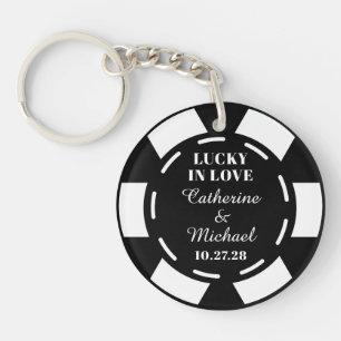 Las Vegas Casino Poker Chip Wedding Favor Keychain