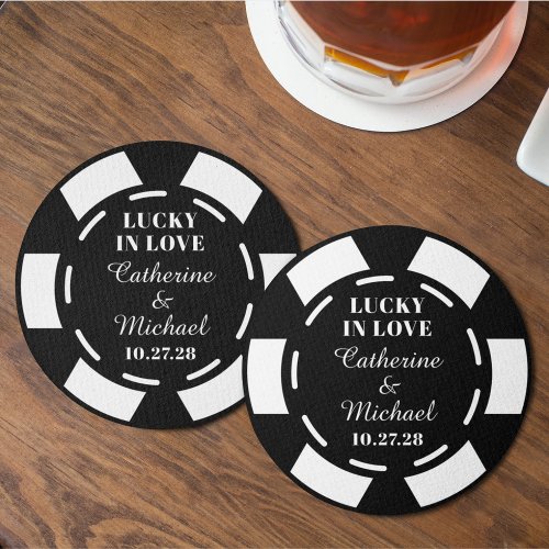 Las Vegas Casino Poker Chip Wedding Favor Round Paper Coaster