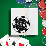 Las Vegas Casino Poker Chip Wedding Thank you Favor Tags<br><div class="desc">Poker chip wedding stationery is a unique and creative way to add a touch of fun to your wedding invitations. These custom-made wedding favor tags can be personalized with your name initials and wedding date.</div>