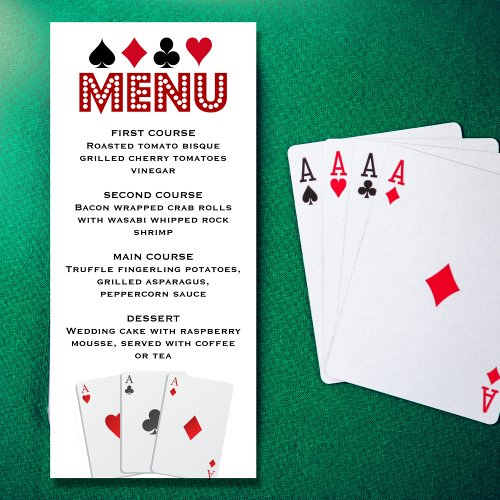 Las Vegas Casino Poker Wedding  Menu