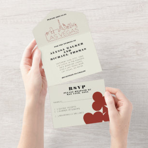 Las Vegas Casino Skyline Wedding All In One Invitation