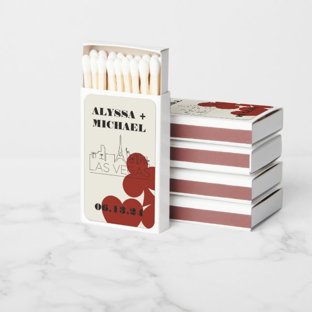 Las Vegas Casino Skyline Wedding Favor Matchboxes (Stacked)