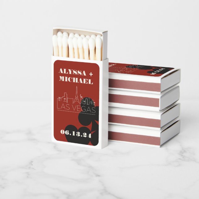 Las Vegas Casino Skyline Wedding Favor Matchboxes (Stacked)