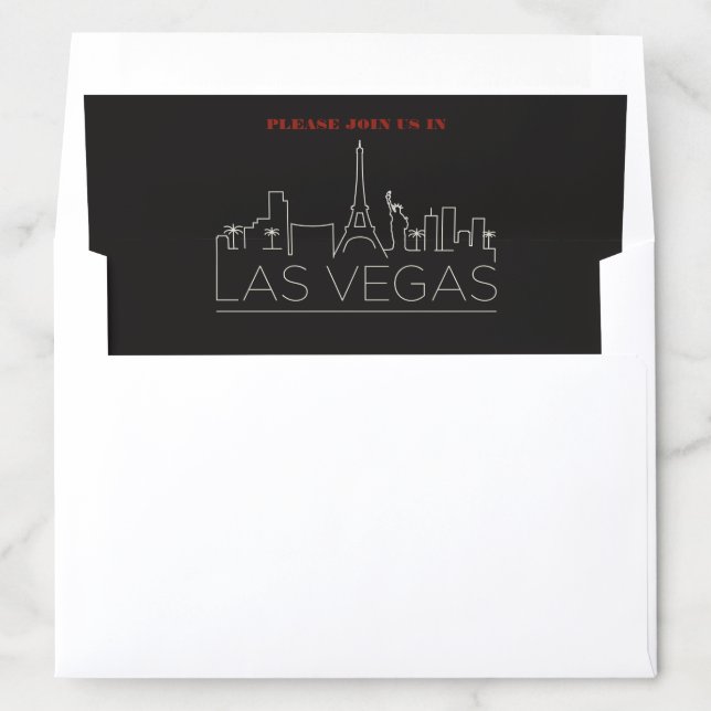Las Vegas Casino Skyline Wedding Invitation Envelope Liner (In Envelope)
