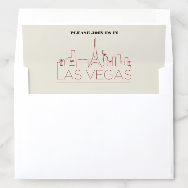 Las Vegas Casino Skyline Wedding Invitation Envelope Liner (In Envelope)