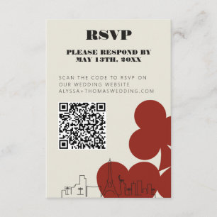 Las Vegas Casino Skyline Wedding RSVP QR Code Enclosure Card