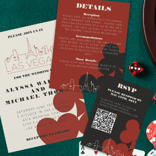 Las Vegas Casino Skyline Wedding RSVP QR Code Enclosure Card