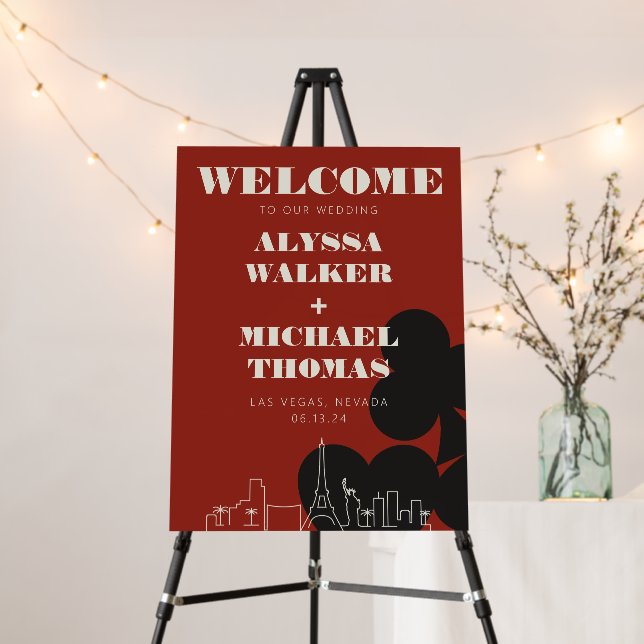 Las Vegas Casino Skyline Wedding Welcome Sign (In Situ (Stand))