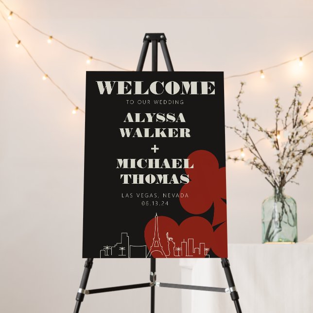 Las Vegas Casino Skyline Wedding Welcome Sign (In Situ (Stand))