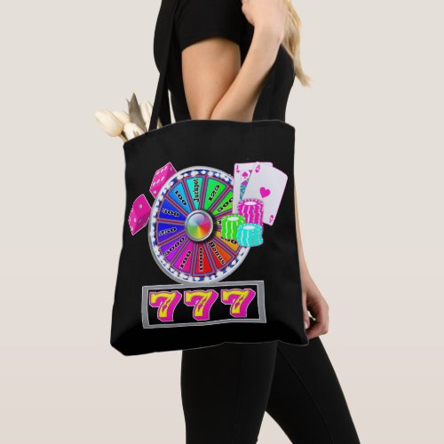 Las Vegas Casino Slot Wheel Cards Dice And Sevens Tote Bag