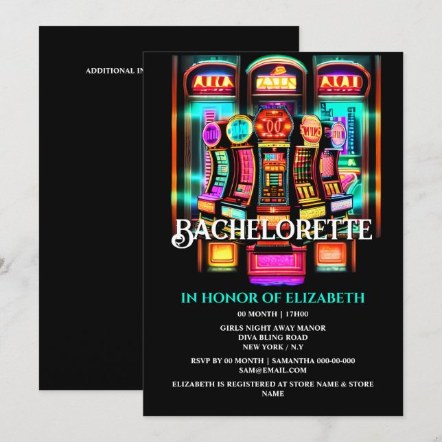 Las Vegas Casino slots bachelorette girls weekend  Invitation (Front/Back)