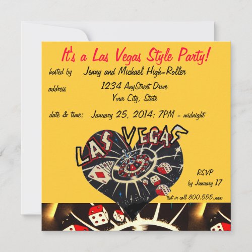 Las Vegas Casino Style Party Personalized Invitation