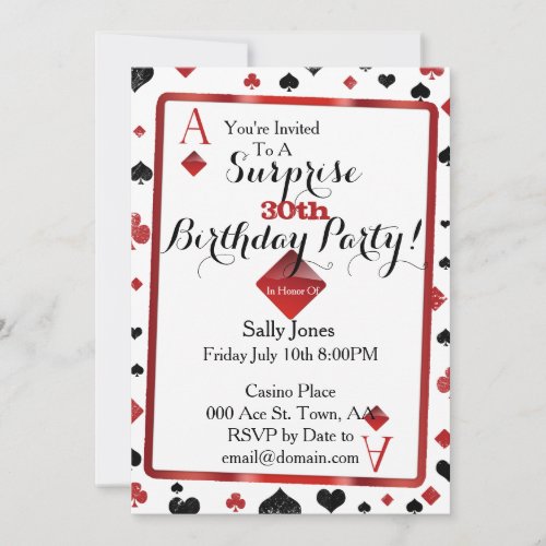 Las Vegas Casino Surprise Birthday Party Invitation
