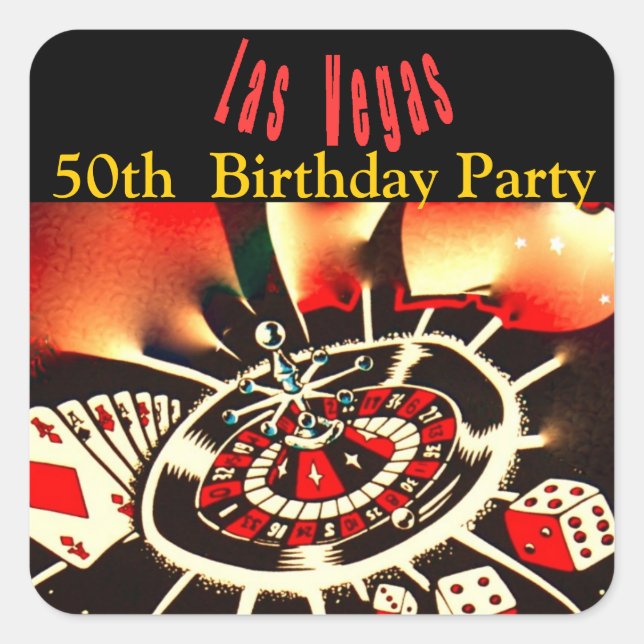 Las Vegas Casino Theme Birthday Party Square Sticker (Front)