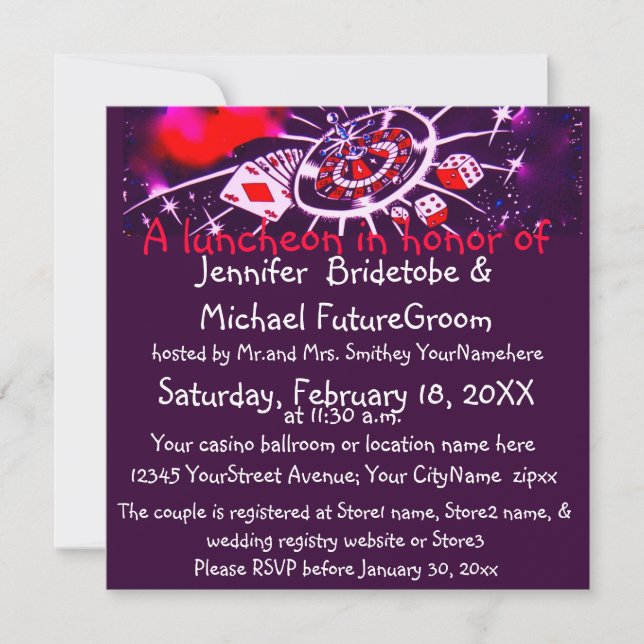 Las Vegas Casino Theme Bridal Shower Invitation (Front)