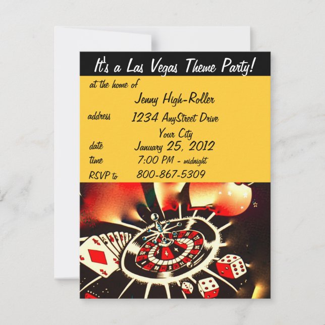 Las Vegas Casino Theme Party Invitation (Front)