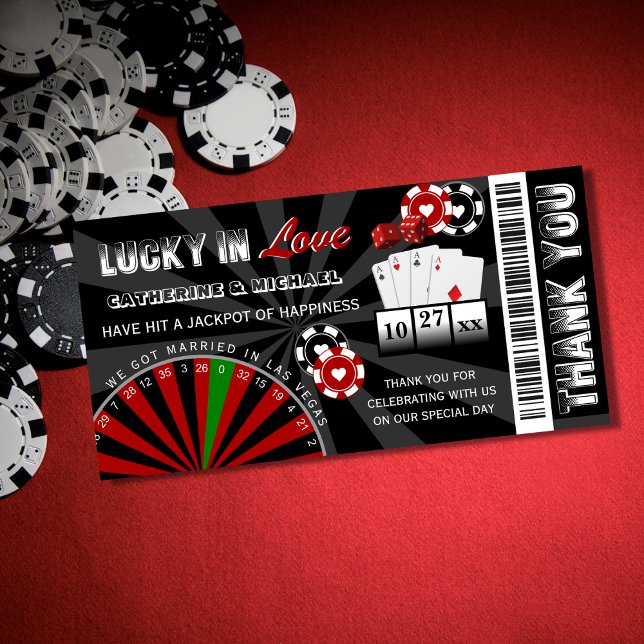 Las Vegas Casino Ticket Wedding  Thank You Card (Creator Uploaded)