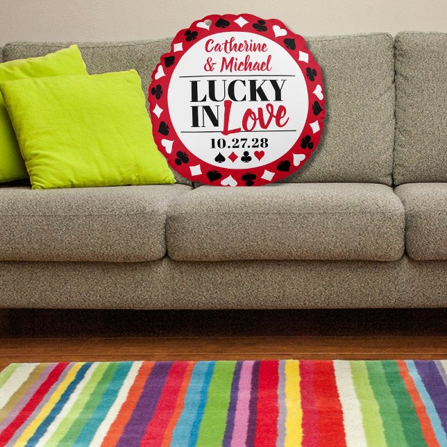 Las Vegas Casino Wedding Anniversary Round Pillow (Creator Uploaded)