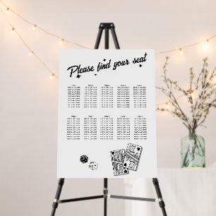 Las Vegas Casino Wedding Black White Seating Chart Foam Board