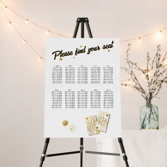 Las Vegas Casino Wedding Gold Seating Chart Foam Board (In Situ (Stand))