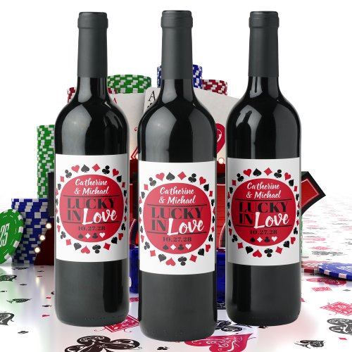 Las Vegas Casino Wedding Lucky In Love Wine Label