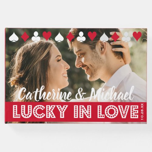 Las Vegas Casino Wedding Photo Red  White Guest Book