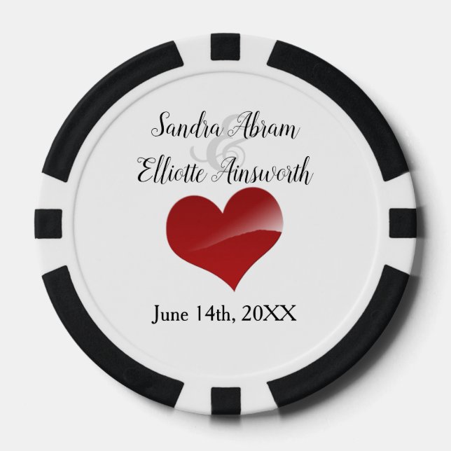 Las Vegas | Casino Wedding Red Hearts Poker Chips (Front)