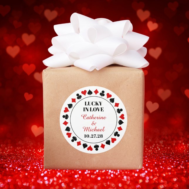 Las Vegas Casino Wedding Save The Date Classic Round Sticker (Creator Uploaded)