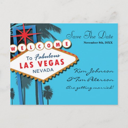 Las Vegas Casino Wedding Save The Date Postcard