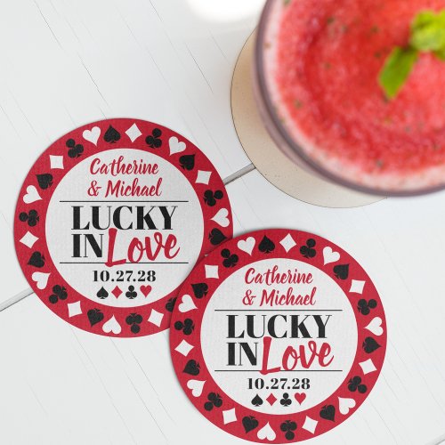 Las Vegas Casino Wedding Save The Date Round Paper Coaster