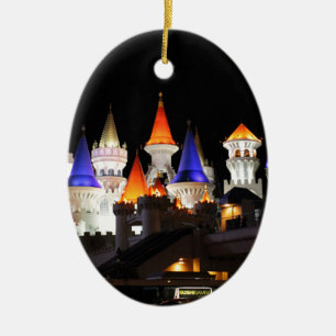 Las Vegas Castle Hotel Gaming Vegas City Colorful Ceramic Ornament