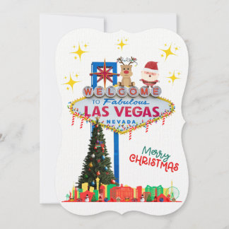 Las Vegas Christmas Card with Santa and Rudolph
