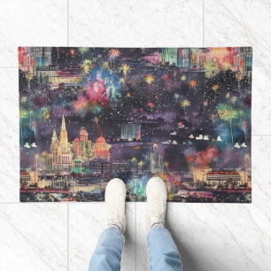 Las Vegas Christmas & New Year's in Watercolors Doormat