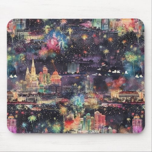 Las Vegas Christmas  New Years in Watercolors Mouse Pad
