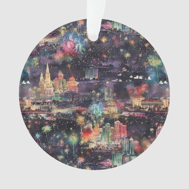 Las Vegas Christmas & New Year's in Watercolors Ornament (Front)