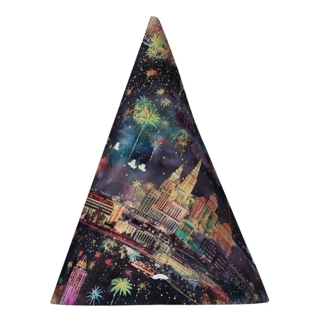 Las Vegas Christmas & New Year's in Watercolors Party Hat (Right)