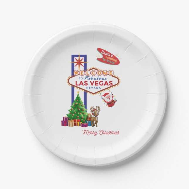 Las Vegas Christmas Paper Plate (Front)