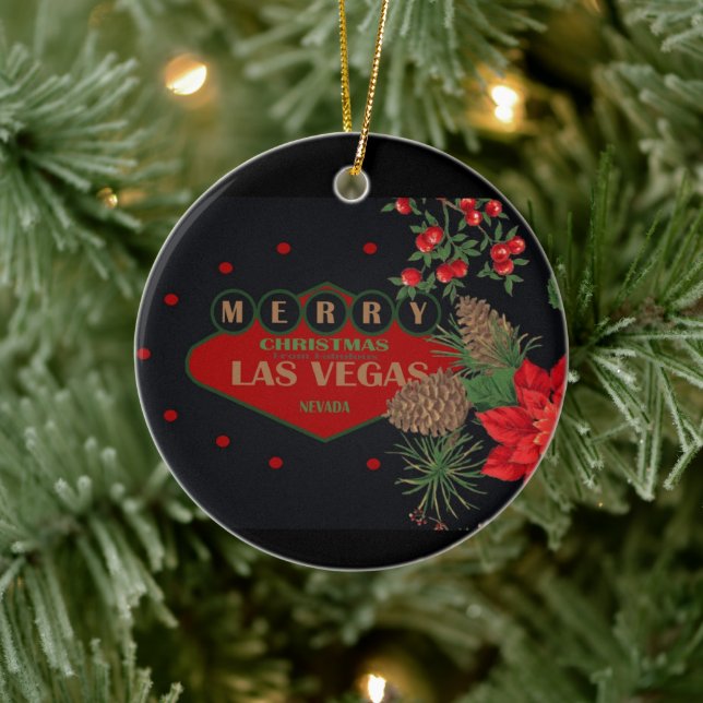Las Vegas Christmas Personalized Ceramic Ornament (Tree)